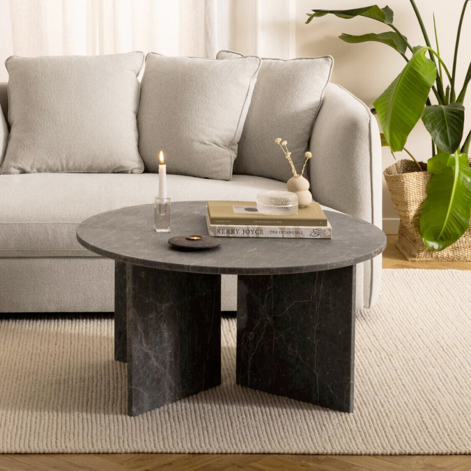 Bendt Ronde Salontafel 'Shaunika' Marmer, 90cm, kleur Bruin Bendt Ronde Salontafel 'Shaunika' Marmer, 90cm, kleur Bruin afbeelding 1