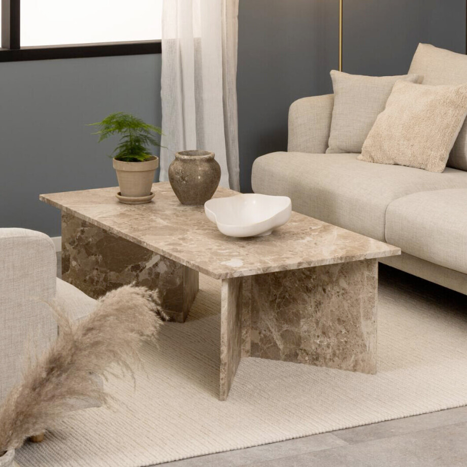 Bendt Salontafel 'Shaunika' Marmer, 140 x 70cm, kleur lattebruin afbeelding 1