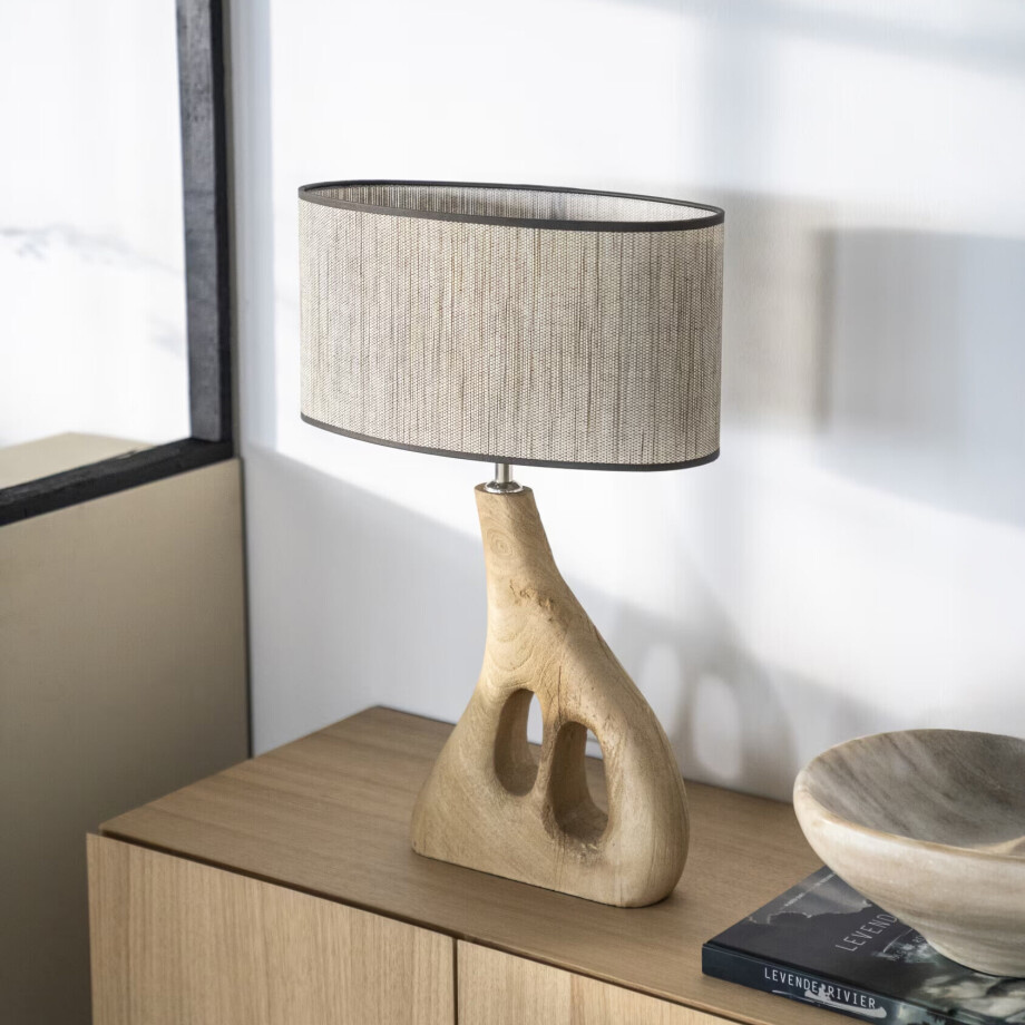By-Boo Tafellamp 'Shiboo' Hout, 59cm hoog, kleur Naturel afbeelding 1