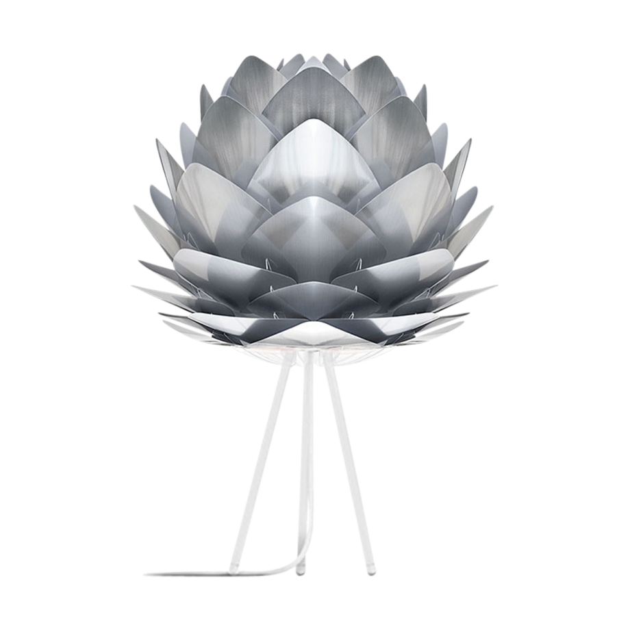 Silvia Medium tafellamp brushed steel - met tripod wit - Ø 50 cm Silvia Medium tafellamp brushed steel - met tripod wit - Ø 50 cm afbeelding 1