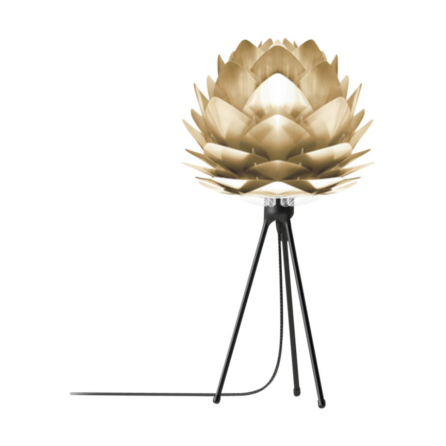 Silvia Mini tafellamp brushed brass - met tripod zwart - Ø 32 cm afbeelding 1