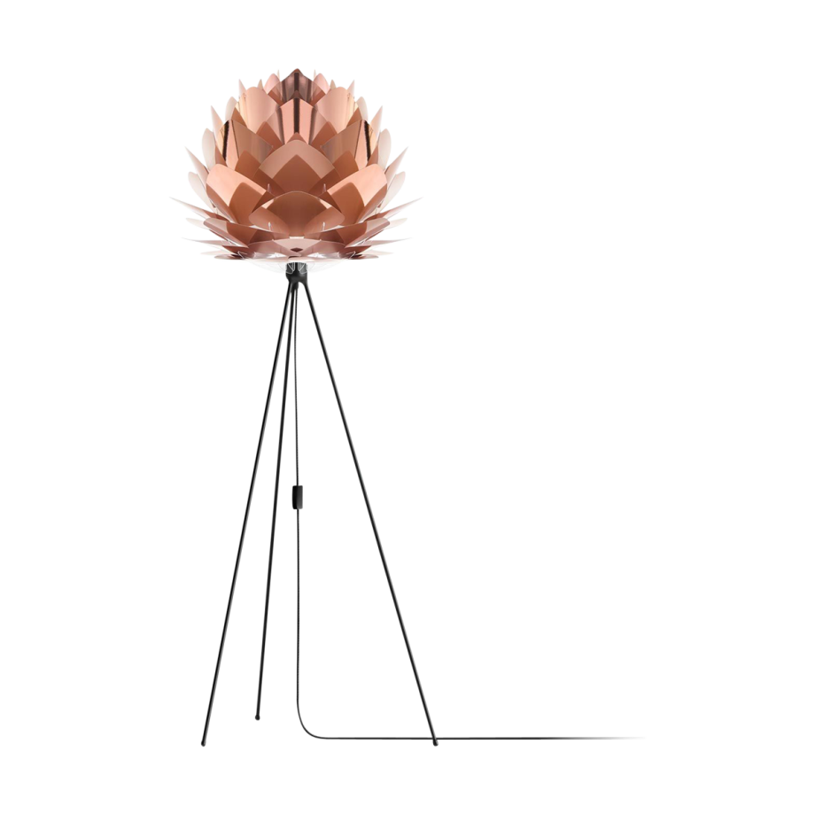 Silvia Medium vloerlamp copper - met tripod zwart - Ø 50 cm afbeelding 