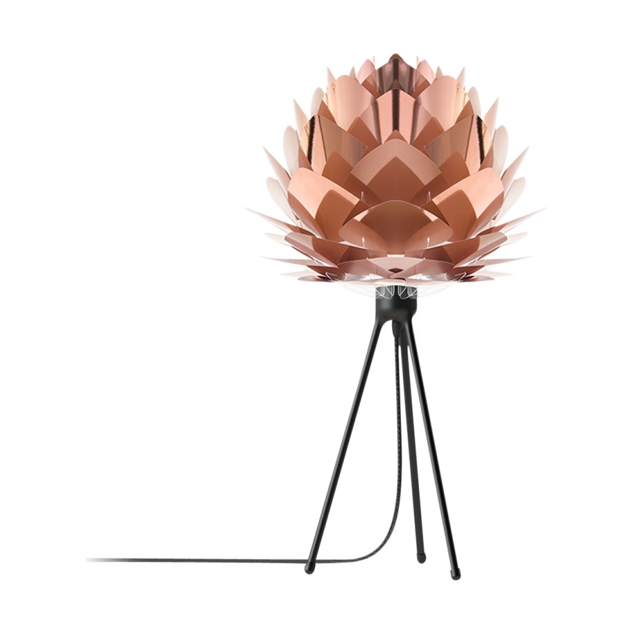 Silvia Mini tafellamp copper - met tripod zwart - Ø 32 cm afbeelding 