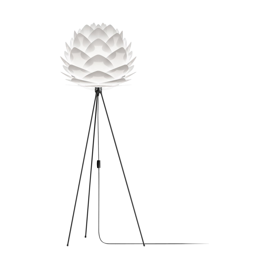 Silvia Medium vloerlamp white - met tripod zwart - Ø 50 cm afbeelding 