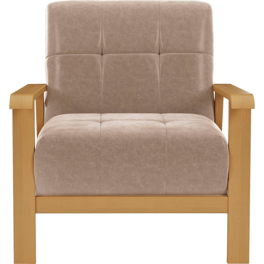 sit&more Fauteuil Billund Armleuningen van eikenkleurig beukenhout, verschillende bekledingen en kleuren afbeelding 1