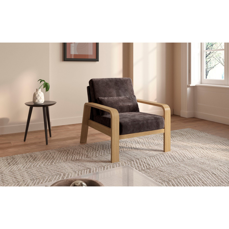 sit&more Fauteuil Kolding Armleuningen van natuurlijk beukenhout, verschillende bekledingen en kleuren afbeelding 1