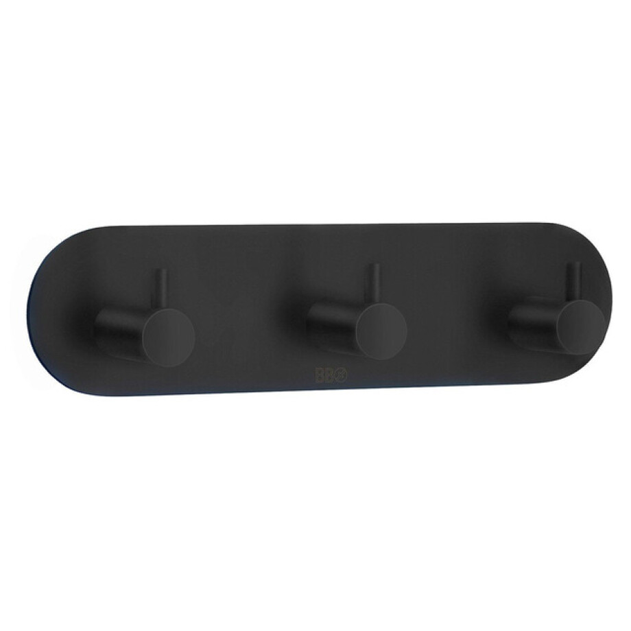 Smedbo Beslagsboden Handdoekhouder - 19x4.8x3cm - zelfklevend - RVS Mat Zwart BB1103 afbeelding 1