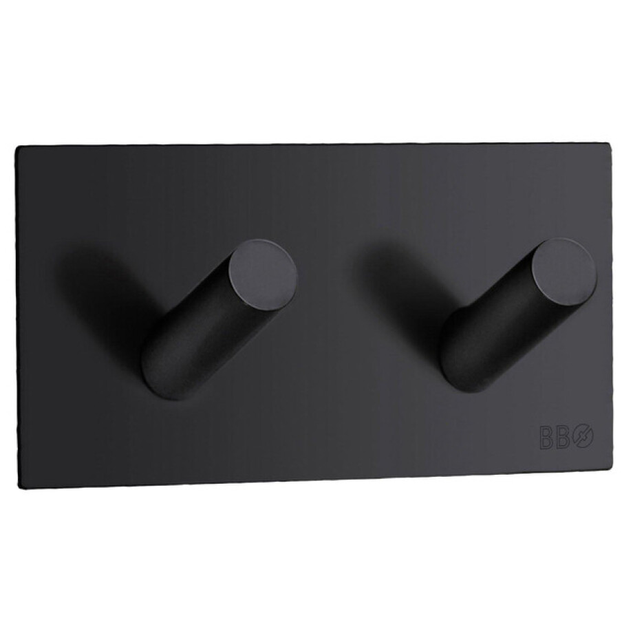 Smedbo Beslagsboden Handdoekhouder - 9x4.5x3.2cm - zelfklevend - RVS Mat Zwart BB1093 afbeelding 1