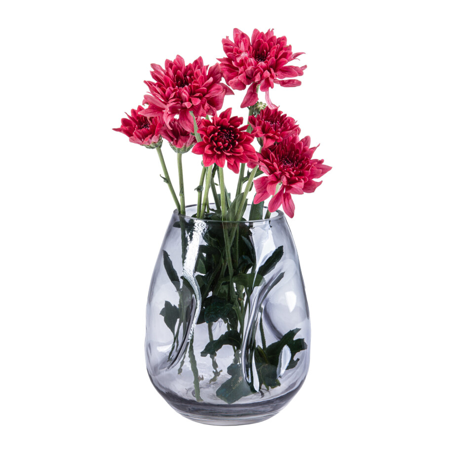 QUVIO Vaas ingedeukt - Maat S - Glas - Grijs QUVIO Vaas ingedeukt - Maat S - Glas - Grijs afbeelding 1