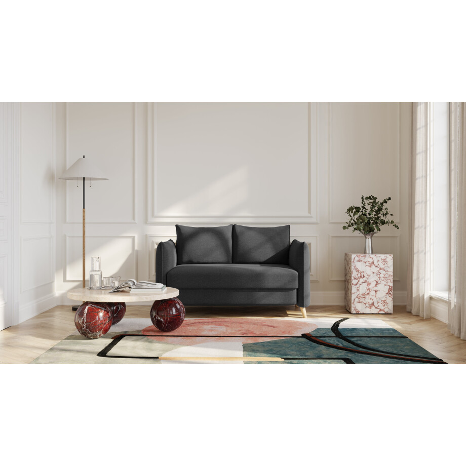 BRUNO slaapbank 120 cm in zwart / antraciet | stabiel massief hout & boxspringcomfort afbeelding 1