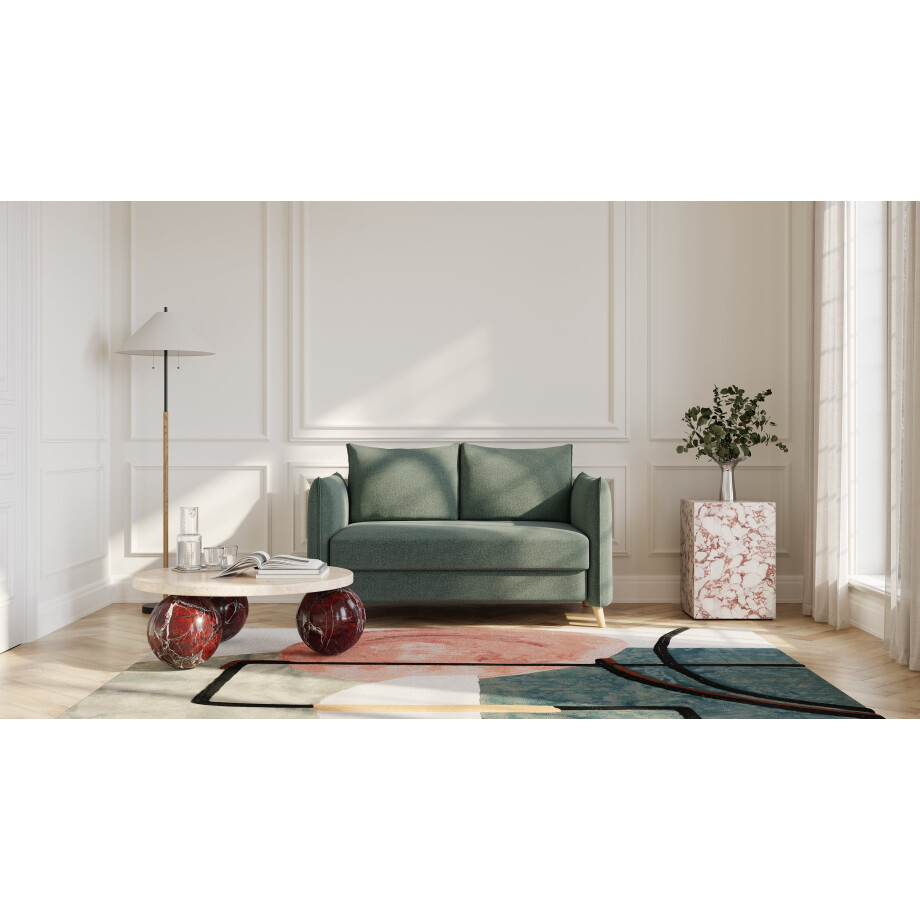 BRUNO slaapbank 120 cm in Aurora forest groen | stabiel massief hout & boxspringcomfort BRUNO slaapbank 120 cm in Aurora forest groen | stabiel massief hout & boxspringcomfort afbeelding 1
