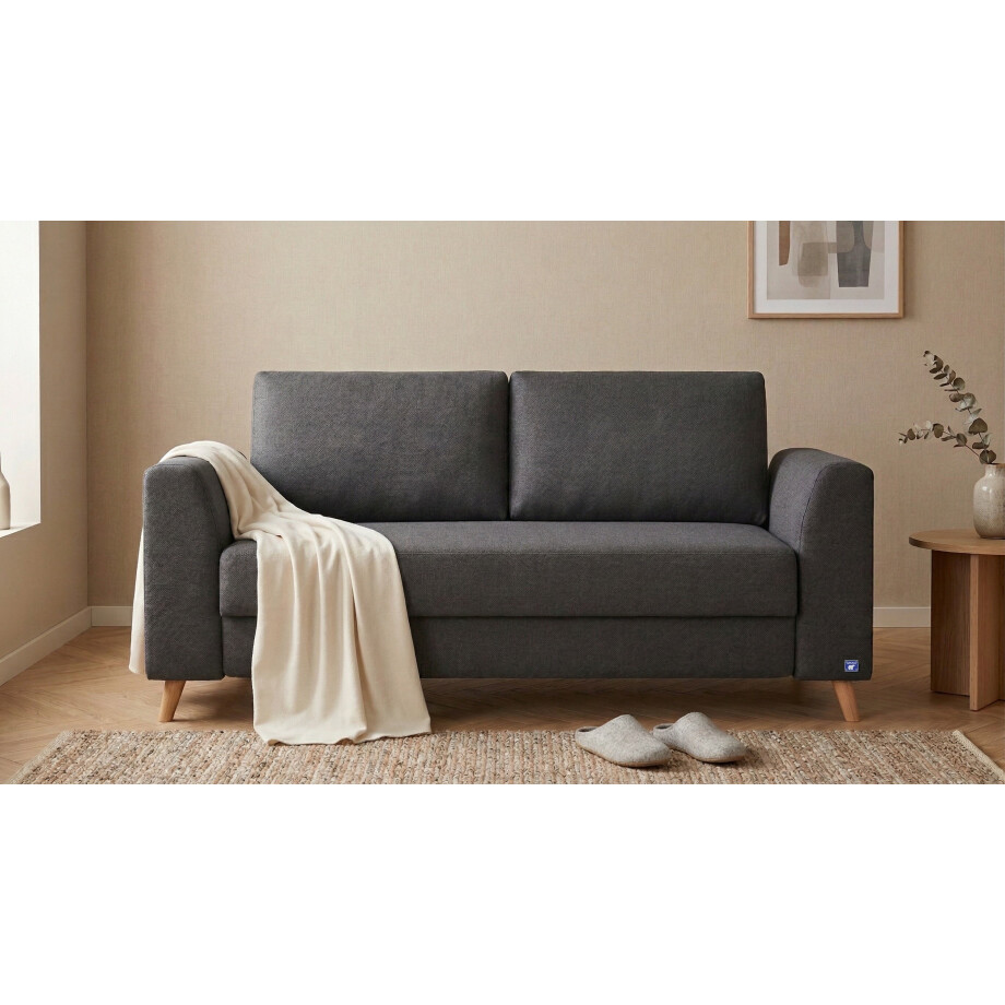 BRUNO slaapbank 140 cm in zwart / antraciet | stabiel massief hout & boxspringcomfort afbeelding 1
