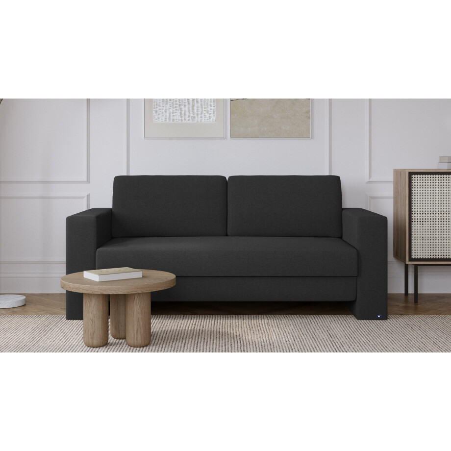 BRUNO slaapbank 140 cm in zwart / antraciet | stabiel massief hout & boxspringcomfort afbeelding 1