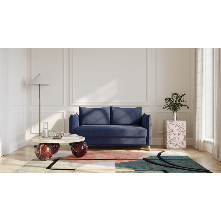 BRUNO slaapbank 140 cm in blauw | stabiel massief hout & boxspringcomfort afbeelding 1