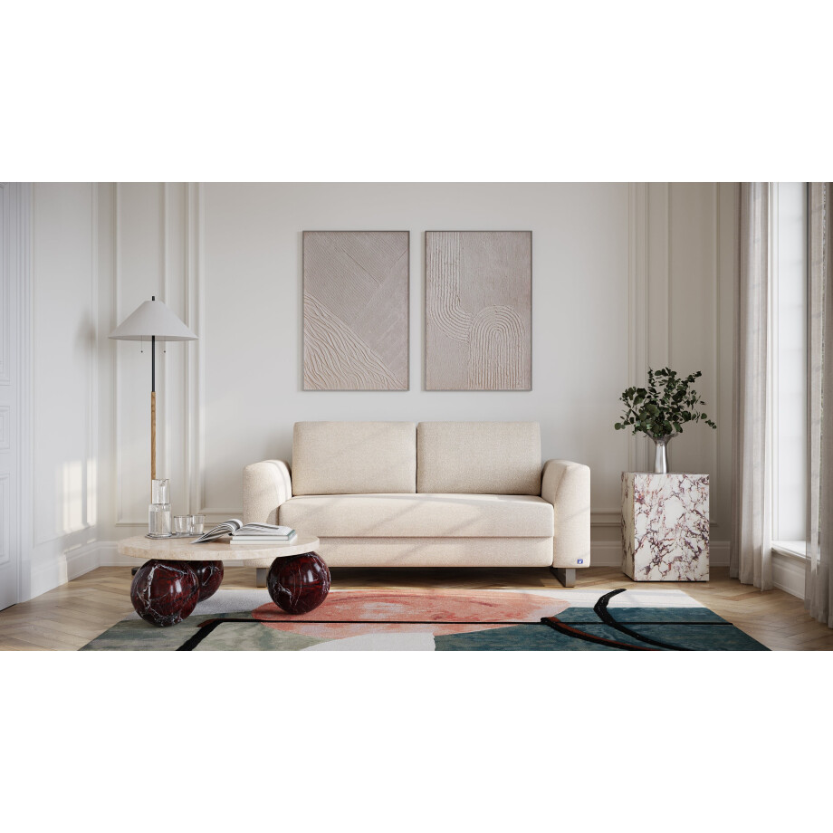 BRUNO slaapbank 160 cm in Aurora Soft Beige | stabiel massief hout & boxspringcomfort afbeelding 1