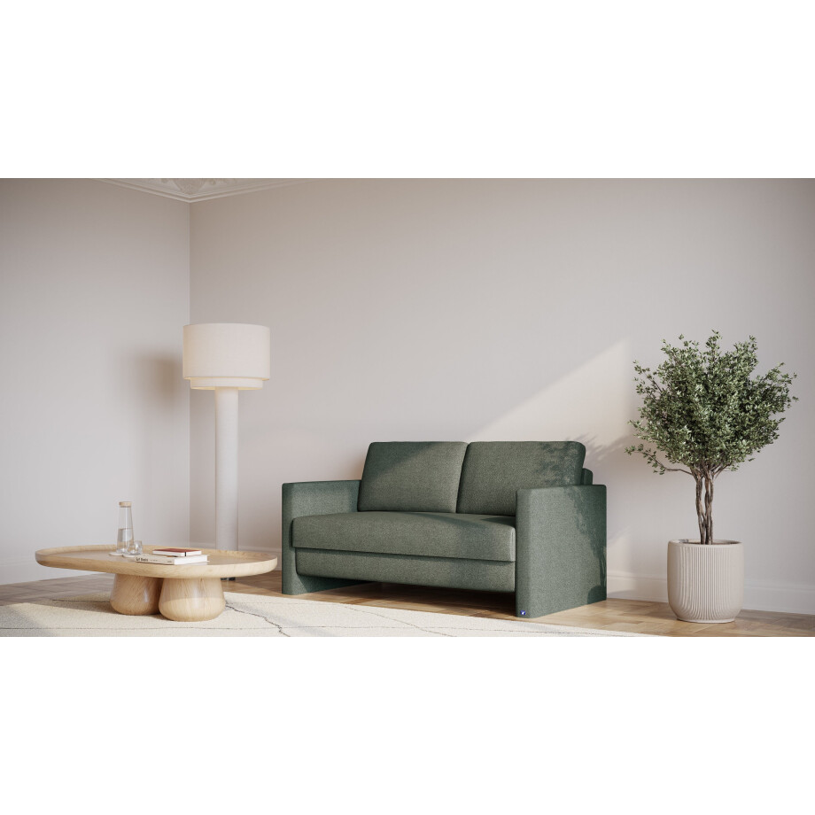 BRUNO slaapbank 140 cm in Aurora forest groen | stabiel massief hout & boxspringcomfort BRUNO slaapbank 140 cm in Aurora forest groen | stabiel massief hout & boxspringcomfort afbeelding 1