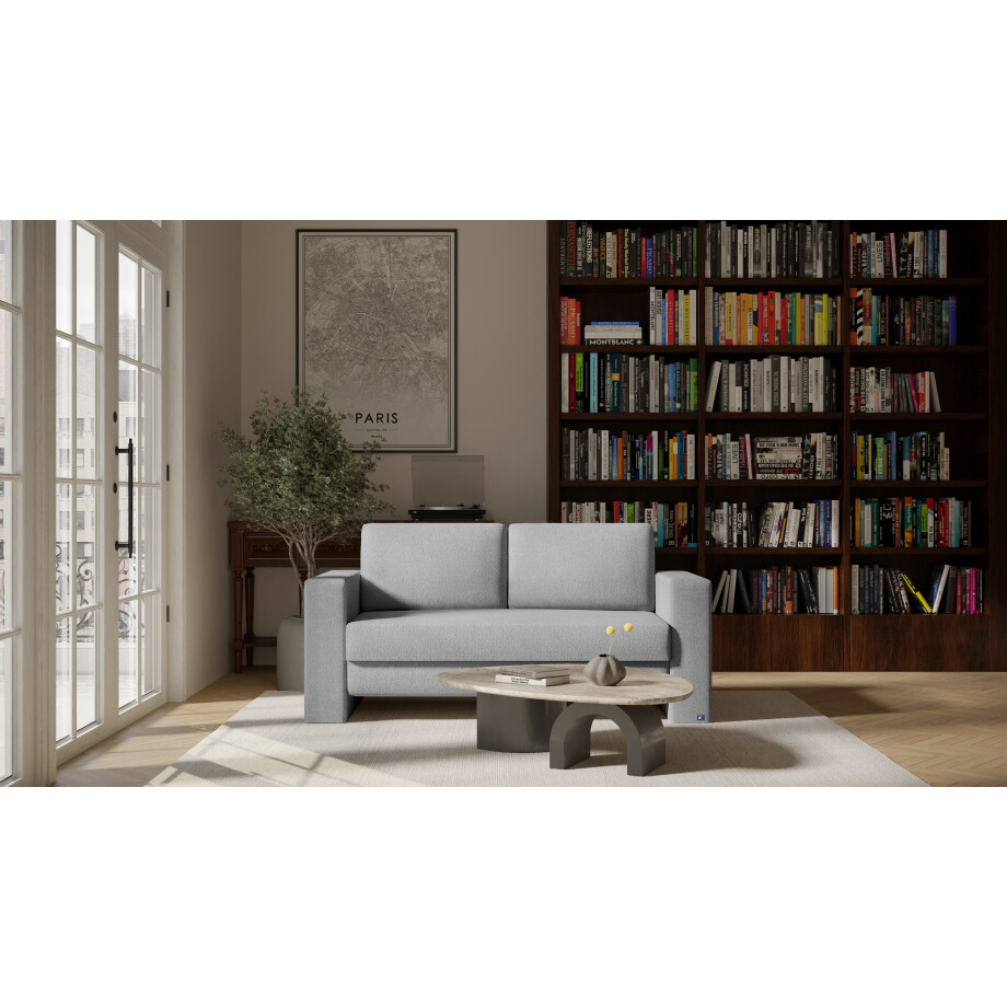 BRUNO slaapbank 140 cm in Aurora zilvergrijs | stabiel massief hout & boxspringcomfort BRUNO slaapbank 140 cm in Aurora zilvergrijs | stabiel massief hout & boxspringcomfort afbeelding 1
