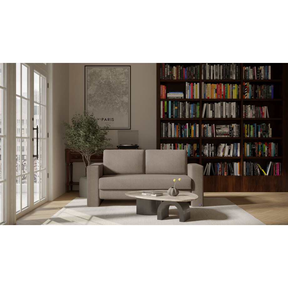 BRUNO slaapbank 140 cm in Aurora Taupe grijsbeige | stabiel massief hout & boxspringcomfort BRUNO slaapbank 140 cm in Aurora Taupe grijsbeige | stabiel massief hout & boxspringcomfort afbeelding 1