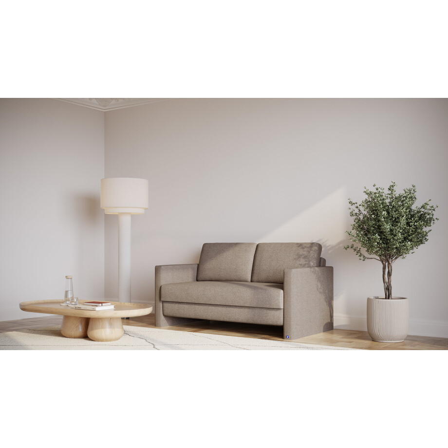 BRUNO slaapbank 140 cm in Aurora Taupe | stabiel massief hout & boxspringcomfort afbeelding 1