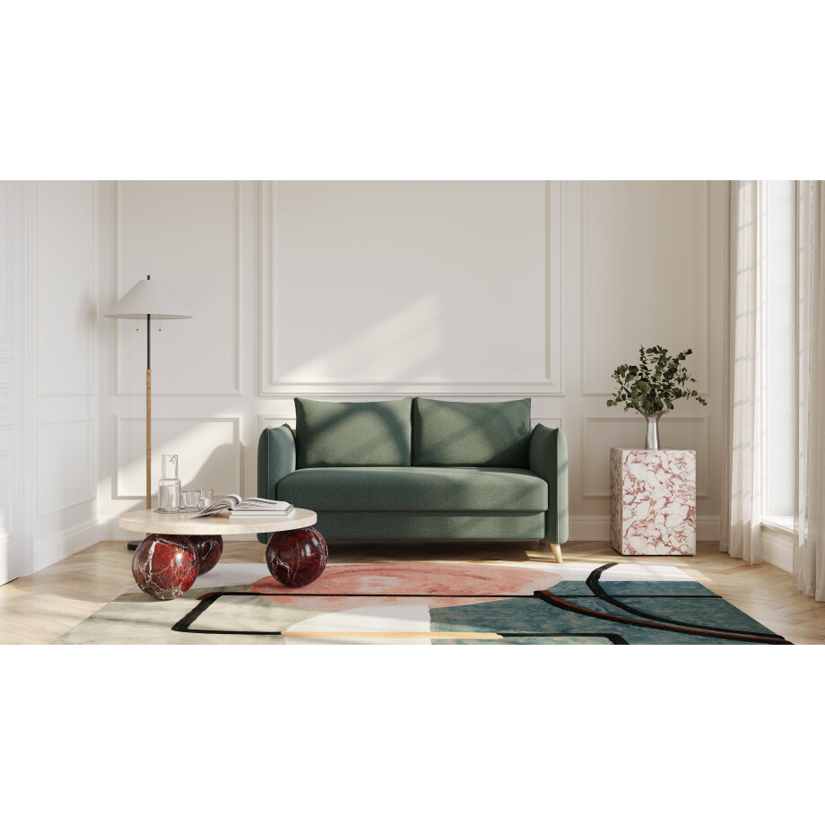 BRUNO slaapbank 140 cm in groen | stabiel massief hout & boxspringcomfort afbeelding 1