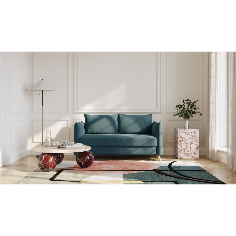 BRUNO slaapbank 140 cm in Petrol / turquoise | stabiel massief hout & boxspringcomfort BRUNO slaapbank 140 cm in Petrol / turquoise | stabiel massief hout & boxspringcomfort afbeelding 1