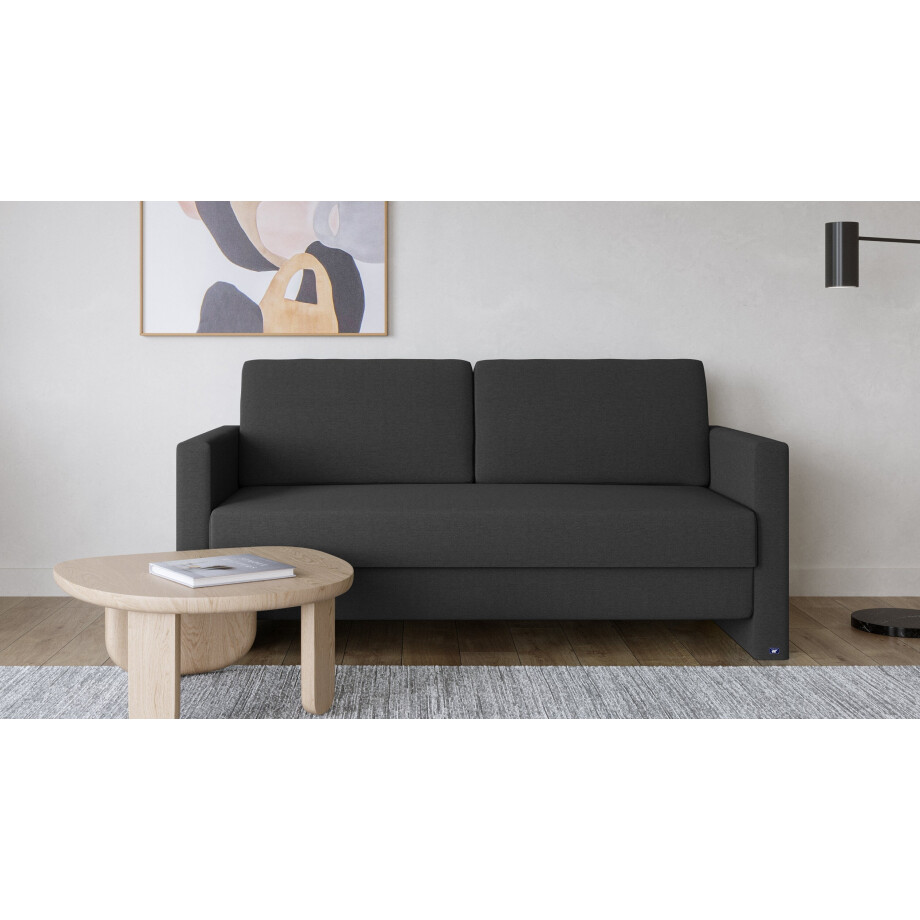 BRUNO slaapbank 160 cm in zwart / antraciet | stabiel massief hout & boxspringcomfort afbeelding 1