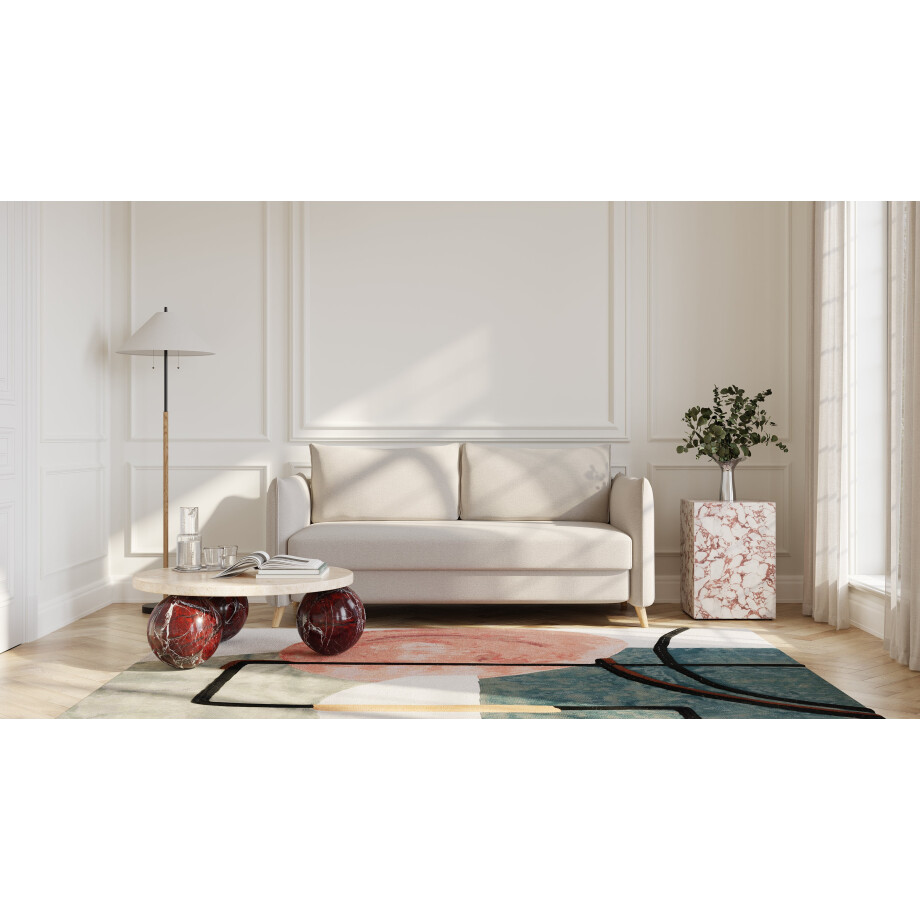 BRUNO slaapbank 160 cm in beige | stabiel massief hout & boxspringcomfort afbeelding 1