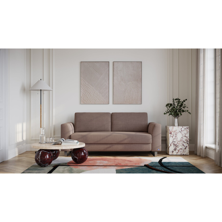 BRUNO slaapbank 160 cm in bruin | stabiel massief hout & boxspringcomfort afbeelding 1