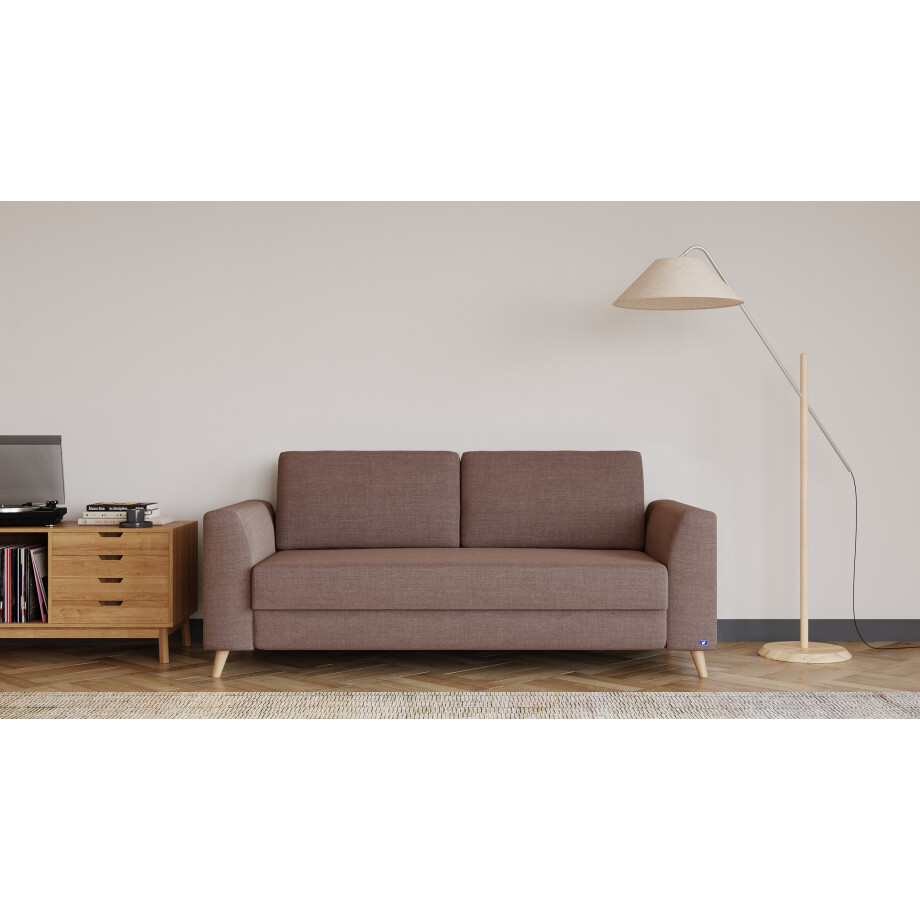 BRUNO slaapbank 160 cm in bruin | stabiel massief hout & boxspringcomfort afbeelding 1