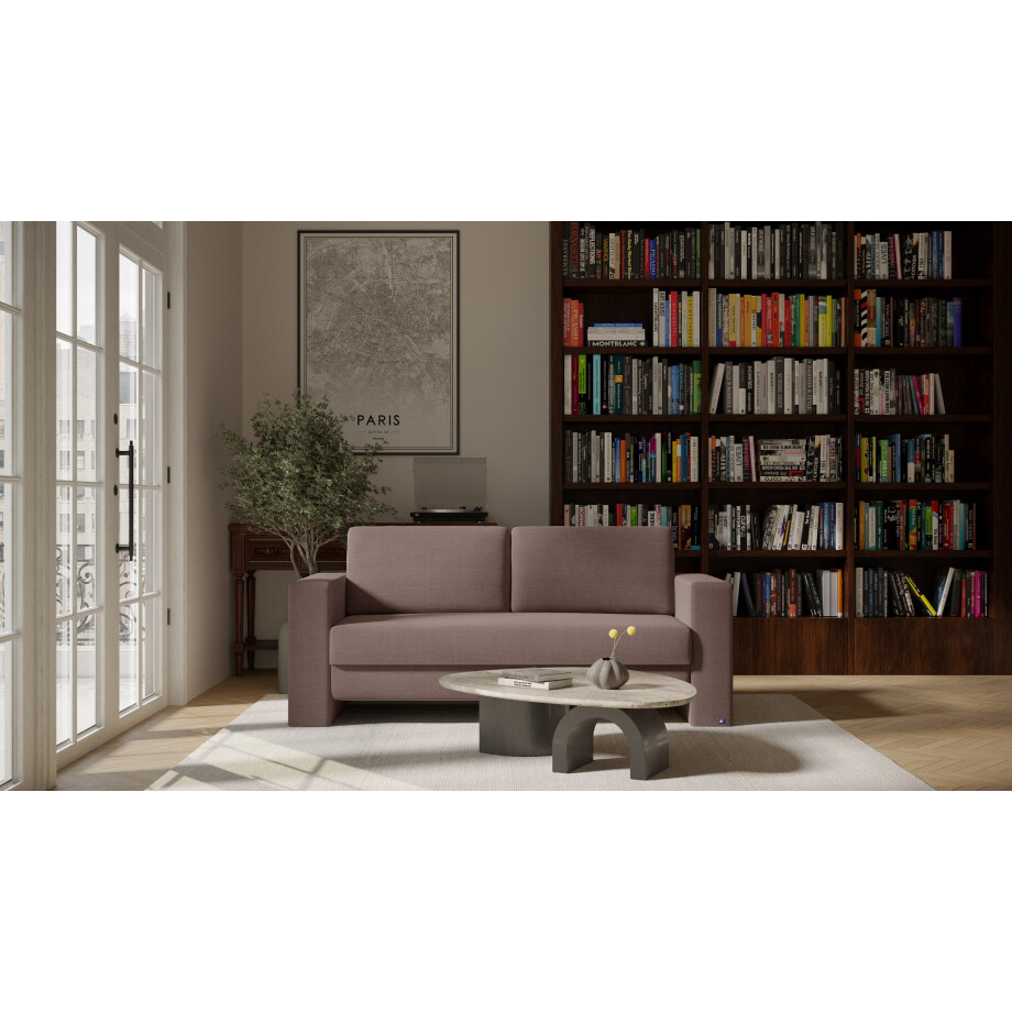 BRUNO slaapbank 160 cm in bruin | stabiel massief hout & boxspringcomfort afbeelding 1