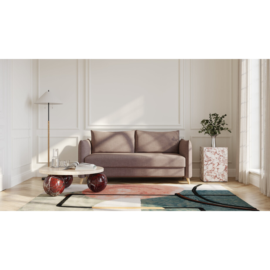 BRUNO slaapbank 160 cm in bruin | stabiel massief hout & boxspringcomfort BRUNO slaapbank 160 cm in bruin | stabiel massief hout & boxspringcomfort afbeelding 1