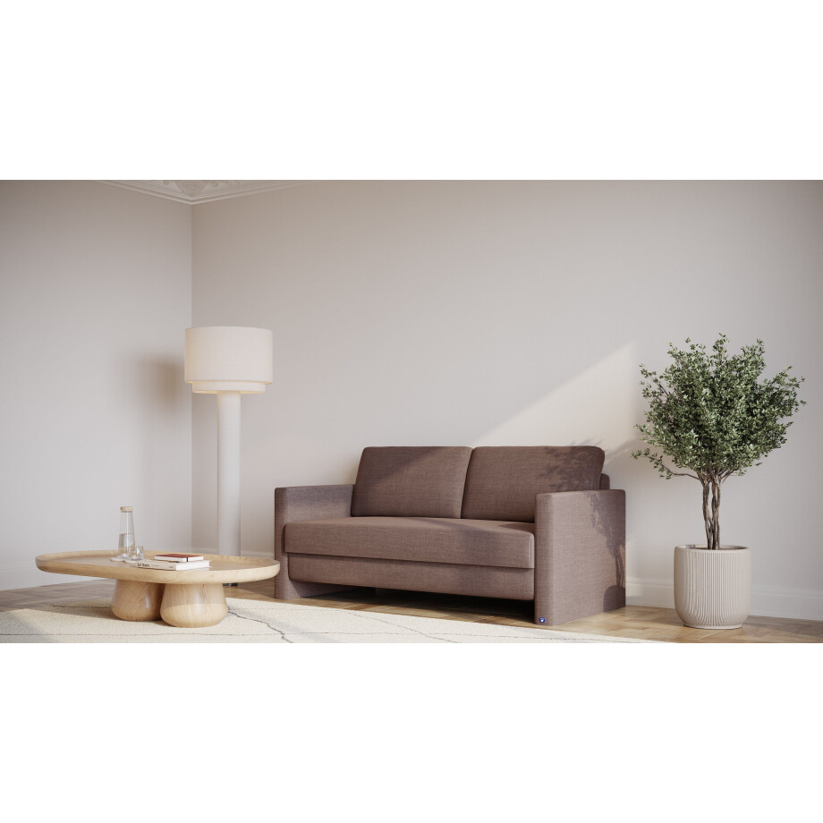 BRUNO slaapbank 160 cm in bruin | stabiel massief hout & boxspringcomfort afbeelding 1