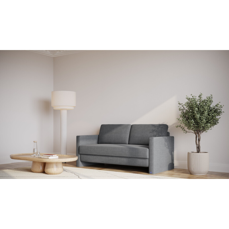 BRUNO slaapbank 160 cm in donkergrijs | stabiel massief hout & boxspringcomfort BRUNO slaapbank 160 cm in donkergrijs | stabiel massief hout & boxspringcomfort afbeelding 1