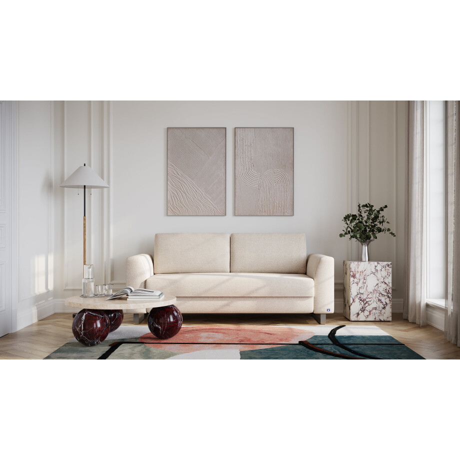 BRUNO slaapbank 160 cm in crème ecru beige | stabiel massief hout & boxspringcomfort afbeelding 1