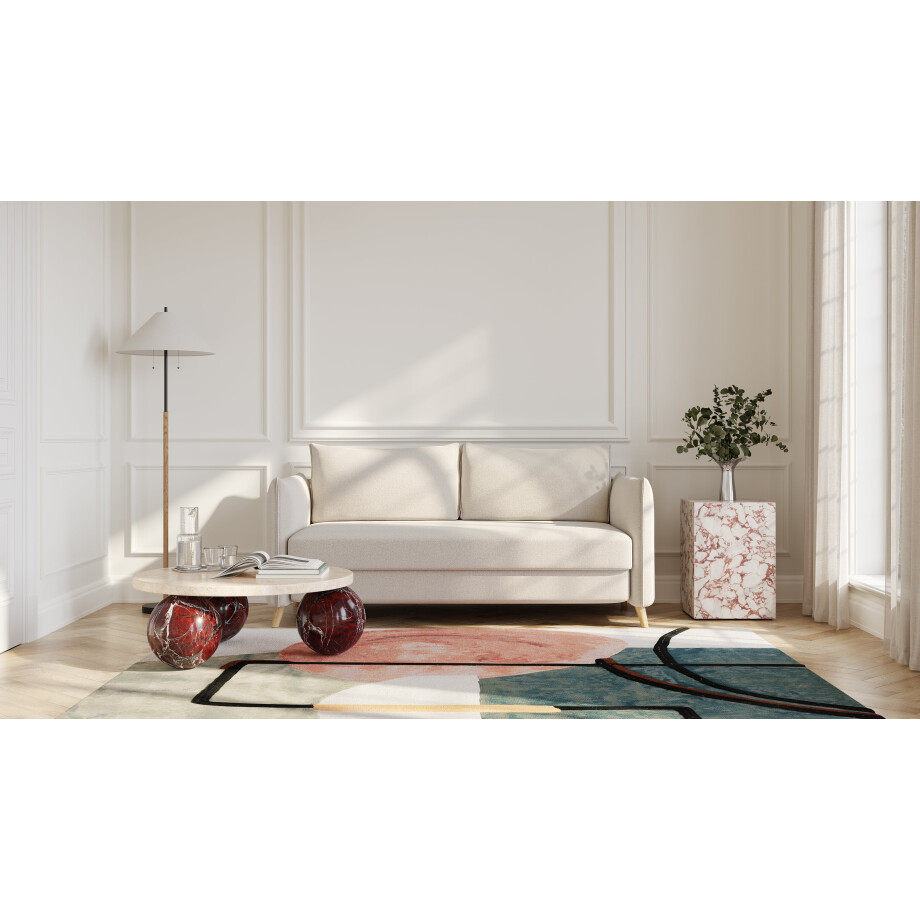BRUNO slaapbank 160 cm in crème ecru beige | stabiel massief hout & boxspringcomfort BRUNO slaapbank 160 cm in crème ecru beige | stabiel massief hout & boxspringcomfort afbeelding 1