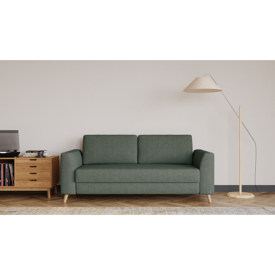 BRUNO slaapbank 160 cm in Aurora forest groen | stabiel massief hout & boxspringcomfort afbeelding 1