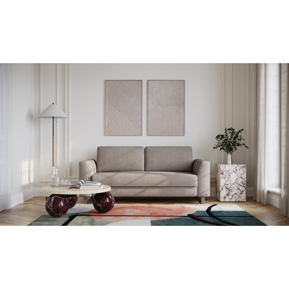 BRUNO slaapbank 160 cm in Aurora Taupe | stabiel massief hout & boxspringcomfort BRUNO slaapbank 160 cm in Aurora Taupe | stabiel massief hout & boxspringcomfort afbeelding 1