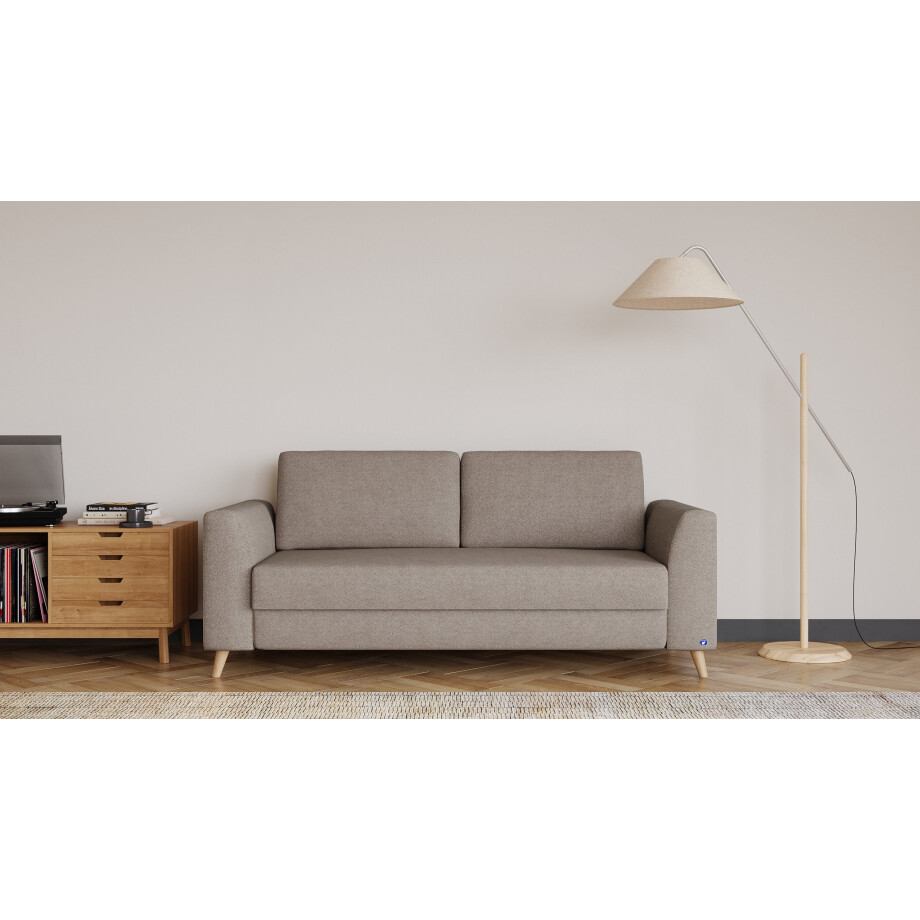 BRUNO slaapbank 160 cm in Aurora Taupe | stabiel massief hout & boxspringcomfort afbeelding 1