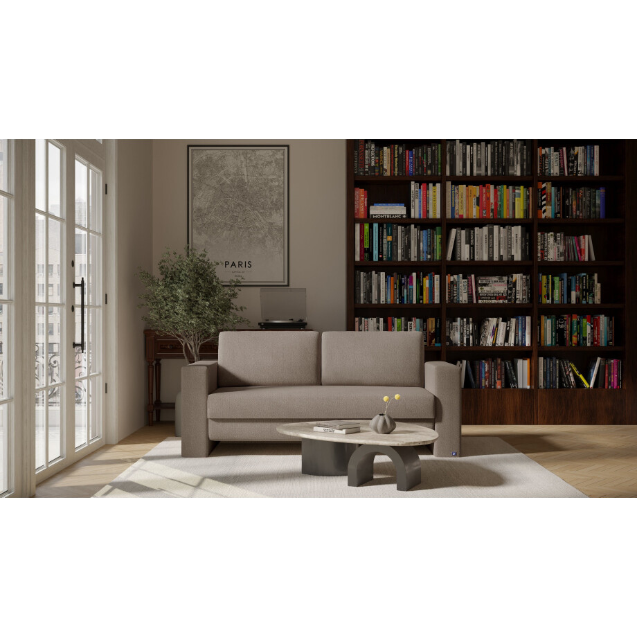 BRUNO slaapbank 160 cm in Aurora Taupe | stabiel massief hout & boxspringcomfort afbeelding 1