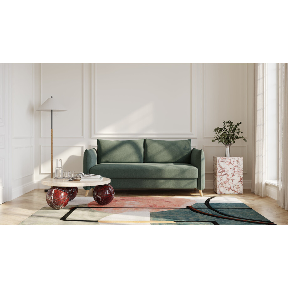 BRUNO slaapbank 160 cm in blauw | stabiel massief hout & boxspringcomfort BRUNO slaapbank 160 cm in blauw | stabiel massief hout & boxspringcomfort afbeelding 1
