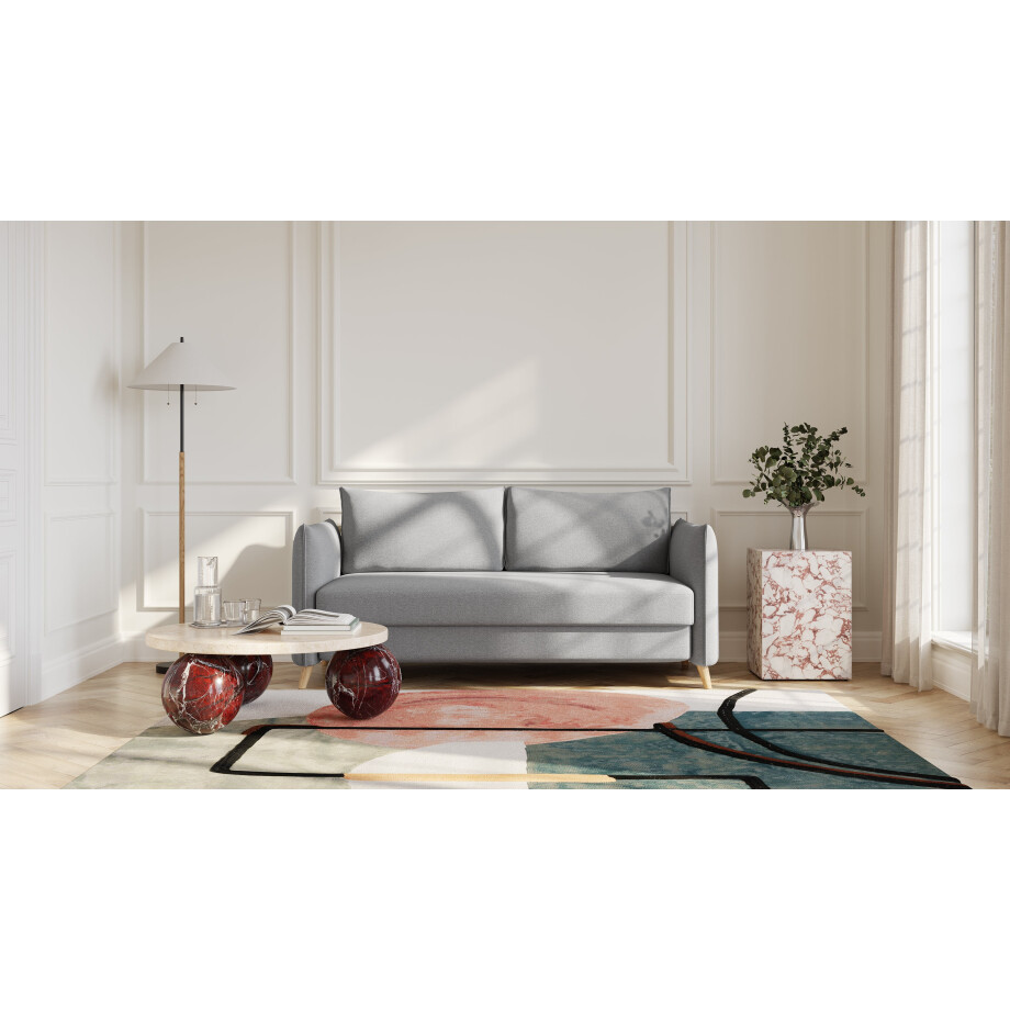 BRUNO slaapbank 160 cm in lichtgrijs | stabiel massief hout & boxspringcomfort BRUNO slaapbank 160 cm in lichtgrijs | stabiel massief hout & boxspringcomfort afbeelding 1