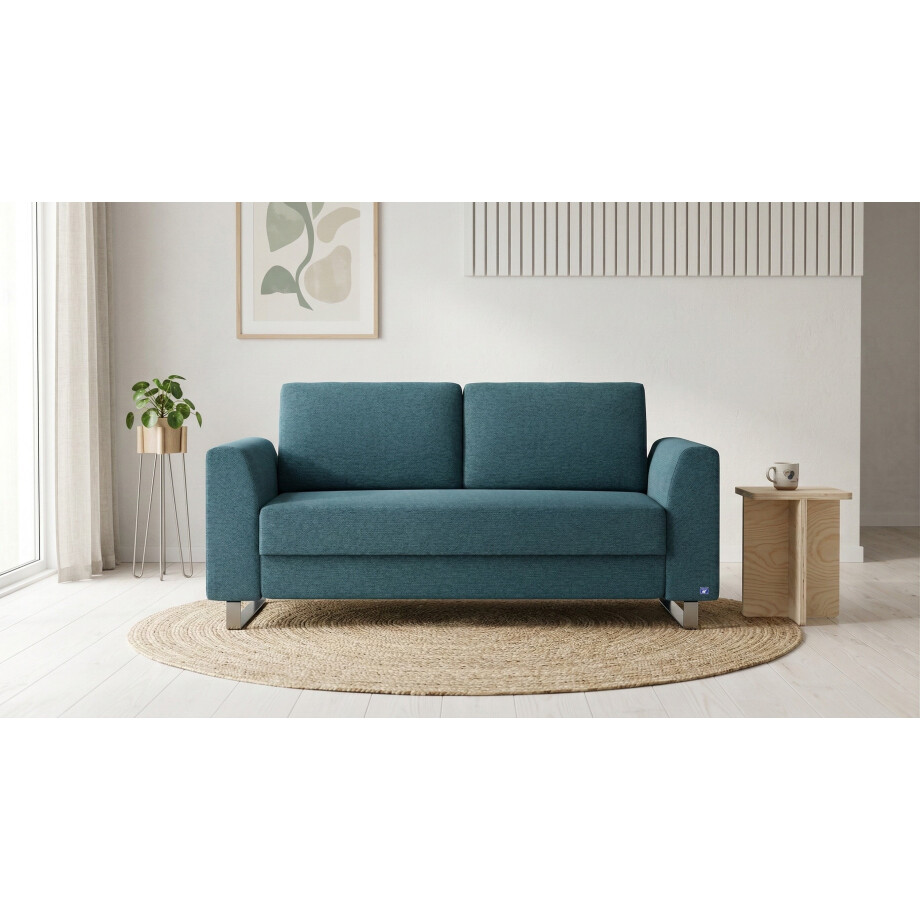 BRUNO slaapbank 160 cm in Petrol / turquoise | stabiel massief hout & boxspringcomfort afbeelding 1