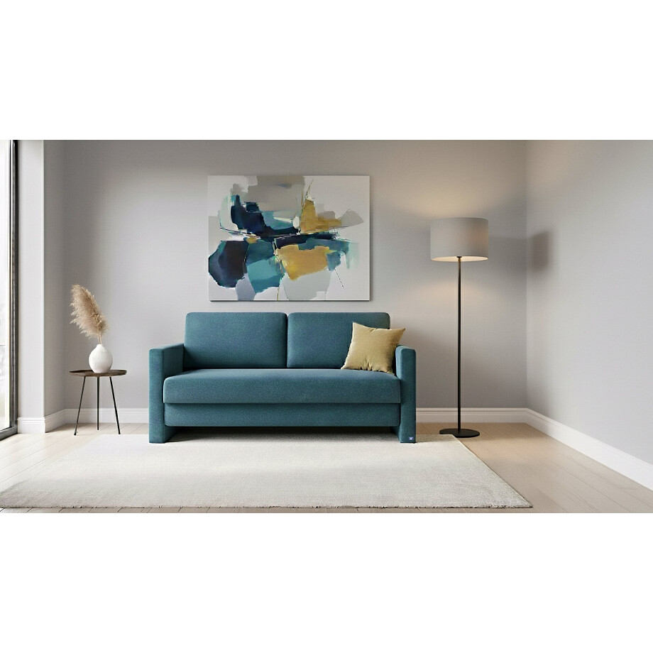 BRUNO slaapbank 160 cm in Petrol / turquoise | stabiel massief hout & boxspringcomfort afbeelding 1