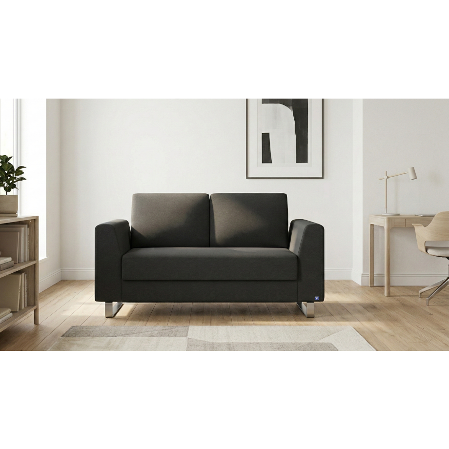 BRUNO slaapbank 120 cm in zwart / antraciet | stabiel massief hout & boxspringcomfort afbeelding 1