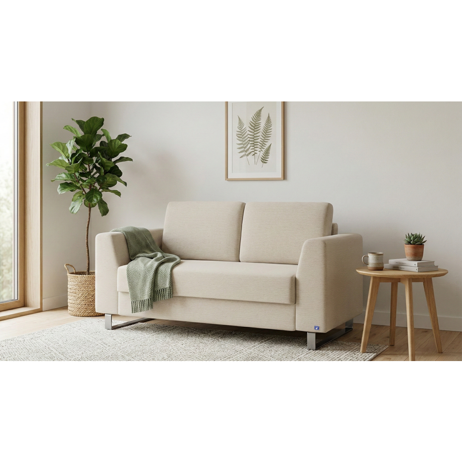 BRUNO slaapbank 120 cm in beige | stabiel massief hout & boxspringcomfort afbeelding 1