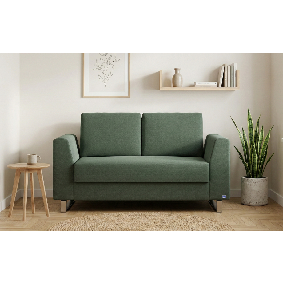 BRUNO slaapbank 120 cm in blauw | stabiel massief hout & boxspringcomfort afbeelding 1