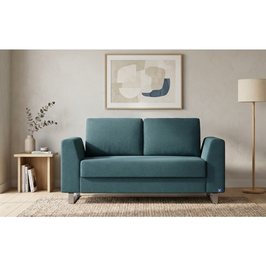 BRUNO slaapbank 120 cm in Petrol / turquoise | stabiel massief hout & boxspringcomfort afbeelding 1