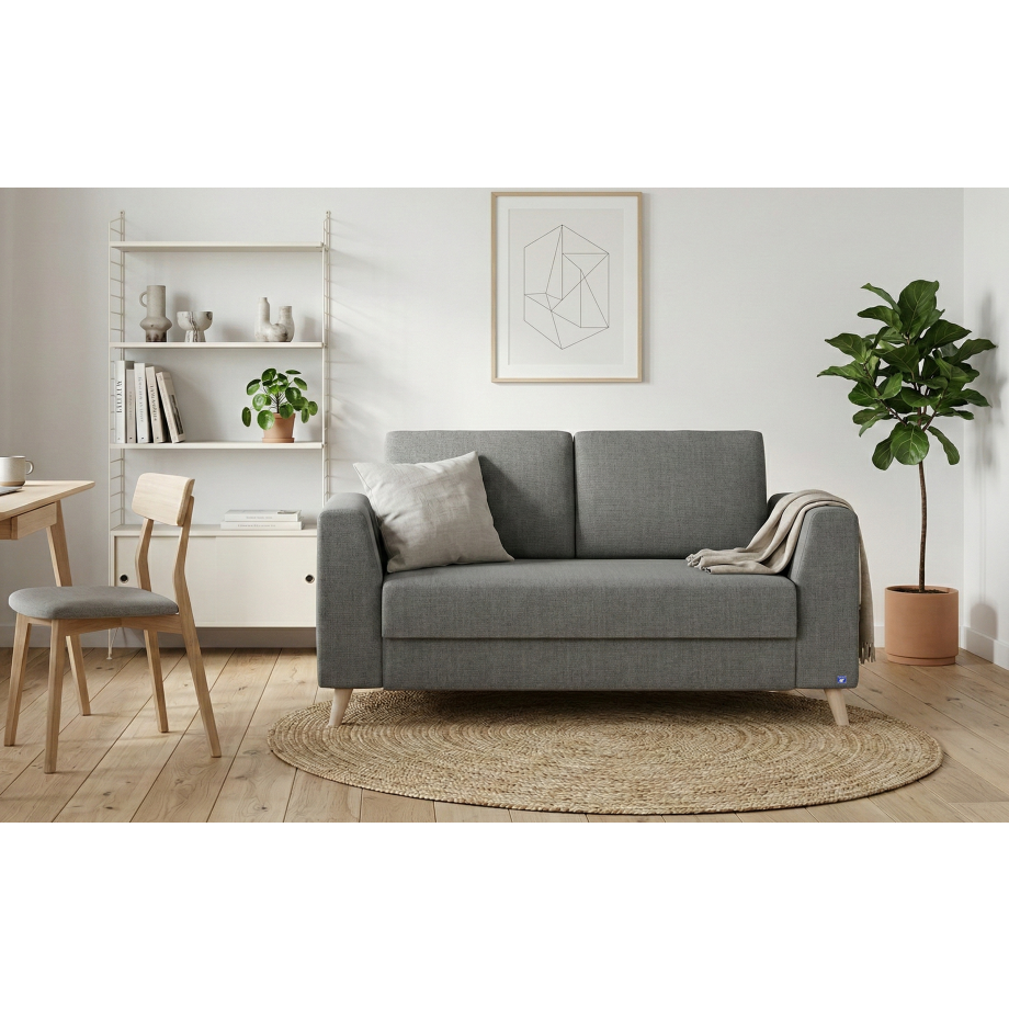 BRUNO slaapbank 120 cm in donkergrijs | stabiel massief hout & boxspringcomfort afbeelding 1
