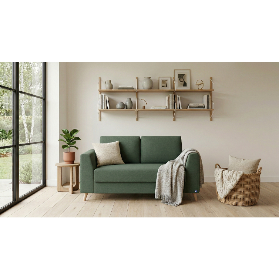 BRUNO slaapbank 120 cm in blauw | stabiel massief hout & boxspringcomfort afbeelding 1