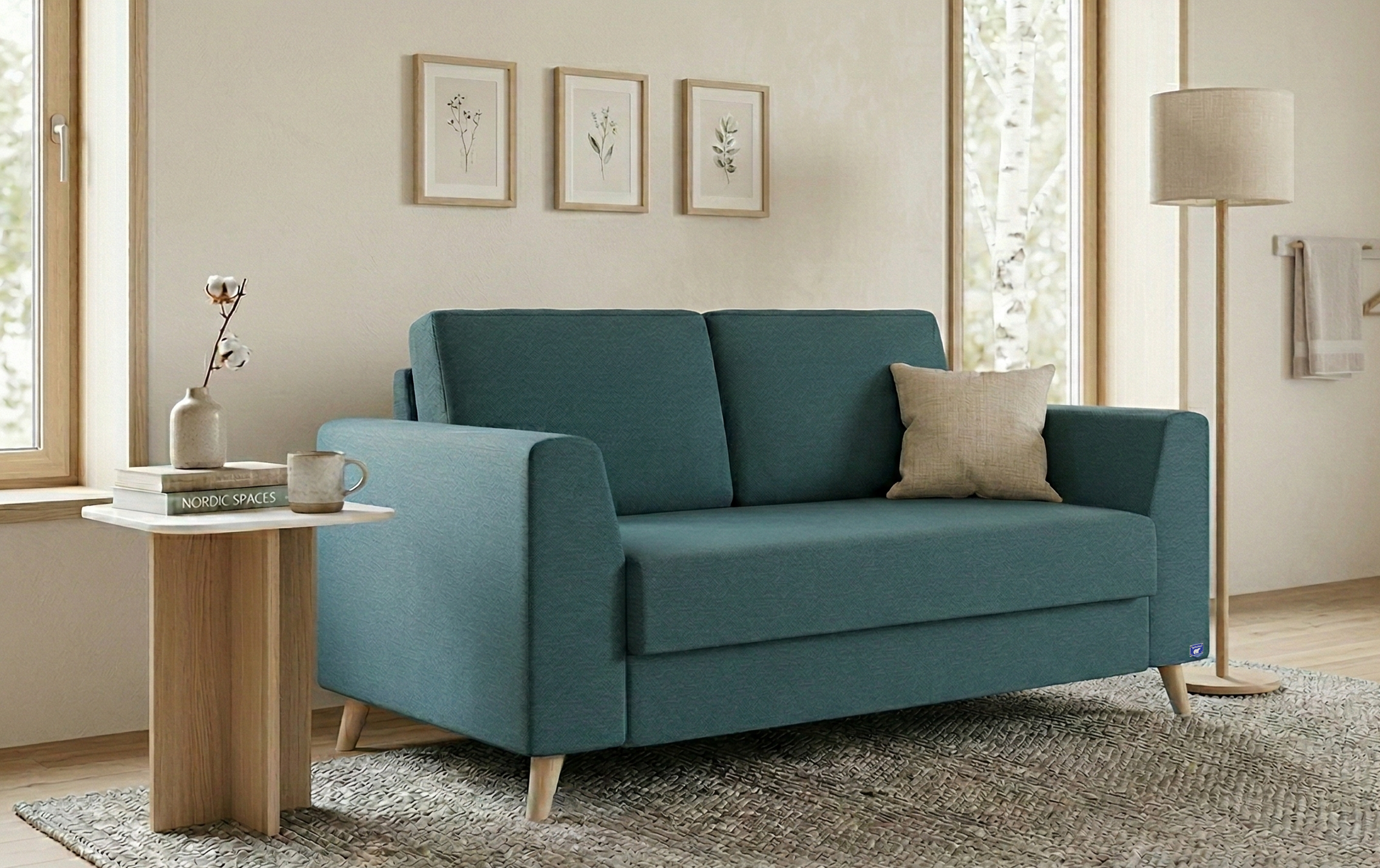 BRUNO slaapbank 120 cm in Petrol / turquoise | stabiel massief hout & boxspringcomfort BRUNO slaapbank 120 cm in Petrol / turquoise | stabiel massief hout & boxspringcomfort afbeelding 1